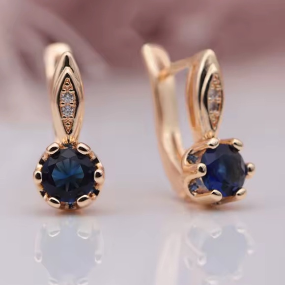 Fashion Jewelry Jewelry - Fashion Jewelry Gold and Dark Blue Earrings